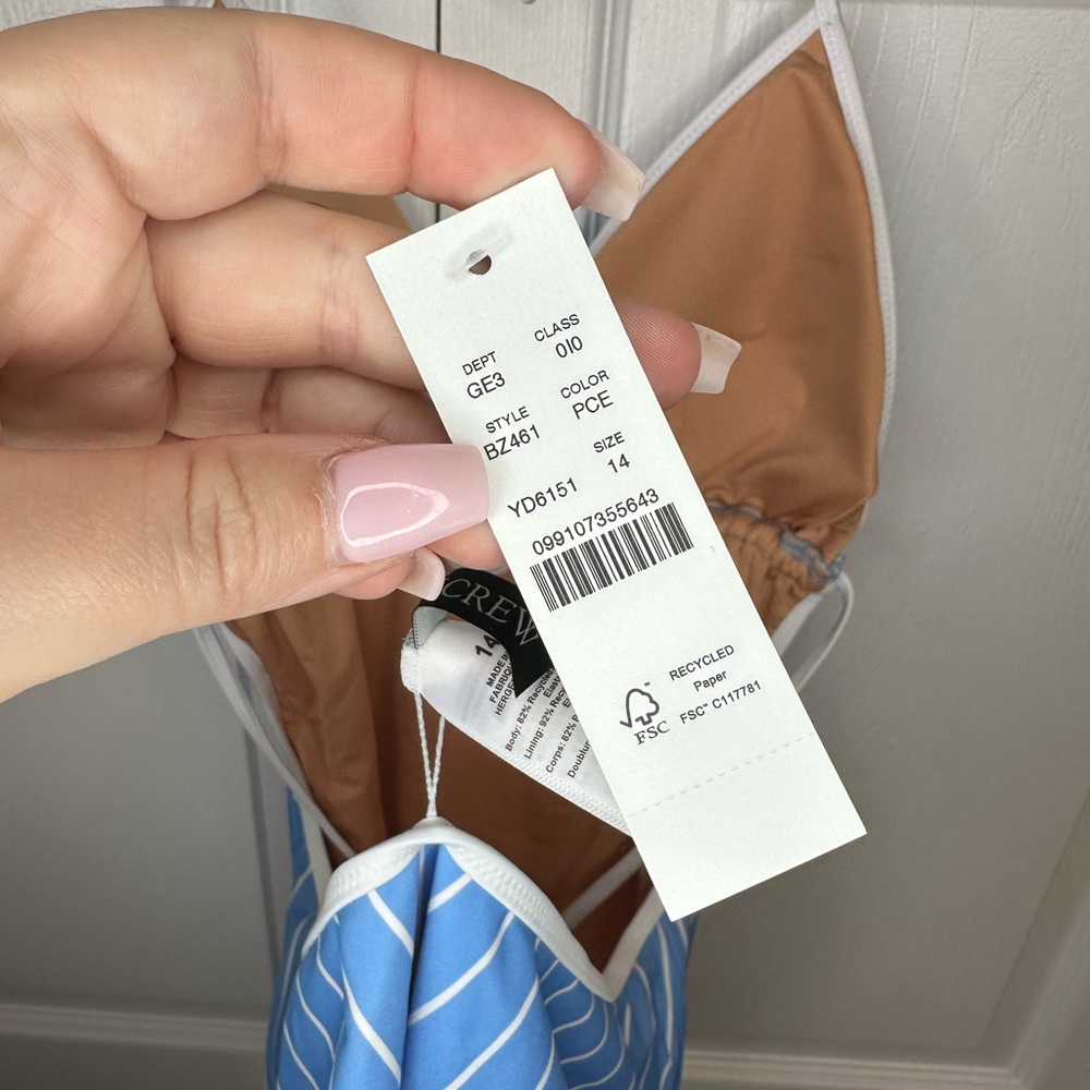 NWT J.Crew Cutout one-piece swimsuit in stripe sz.14 - Picture 5 of 6
